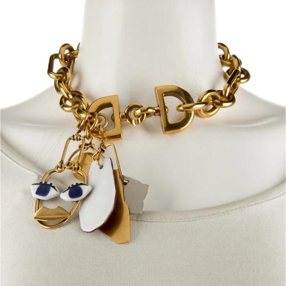 ⭐️Celine Abstract Face Collar Charm Necklace—STUNNING!! Excellent Condition! - Picture 1 of 12